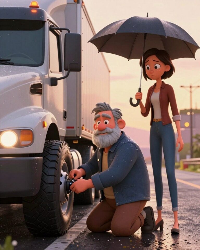 Der Trucker, der bei Regen meinen Reifen wechselte